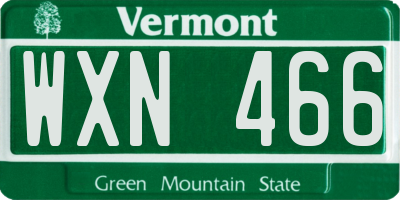 VT license plate WXN466