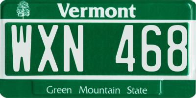 VT license plate WXN468