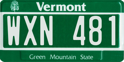 VT license plate WXN481
