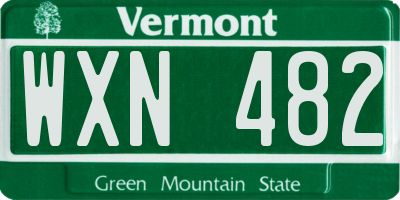 VT license plate WXN482