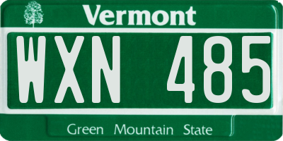 VT license plate WXN485