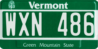 VT license plate WXN486
