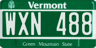 VT license plate WXN488
