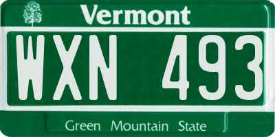 VT license plate WXN493