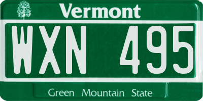 VT license plate WXN495