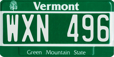 VT license plate WXN496