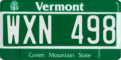 VT license plate WXN498