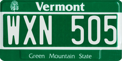 VT license plate WXN505