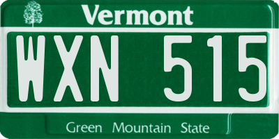 VT license plate WXN515