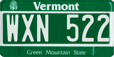 VT license plate WXN522