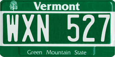 VT license plate WXN527