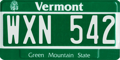 VT license plate WXN542