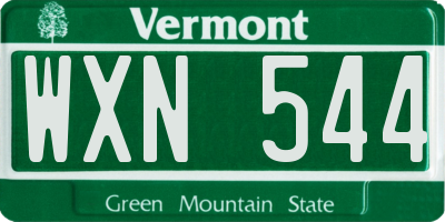 VT license plate WXN544