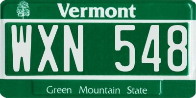 VT license plate WXN548