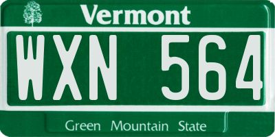 VT license plate WXN564