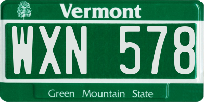 VT license plate WXN578