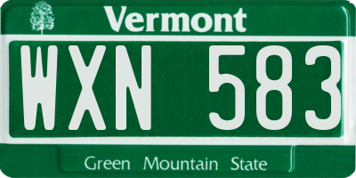 VT license plate WXN583