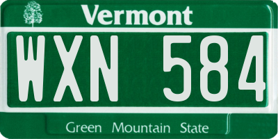 VT license plate WXN584