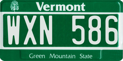 VT license plate WXN586