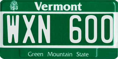 VT license plate WXN600