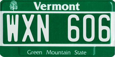 VT license plate WXN606
