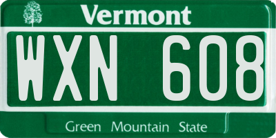 VT license plate WXN608