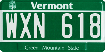 VT license plate WXN618