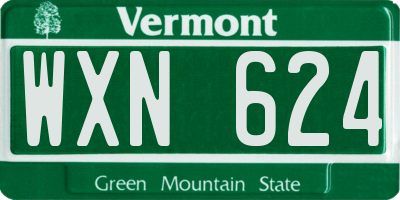 VT license plate WXN624