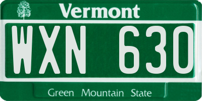 VT license plate WXN630