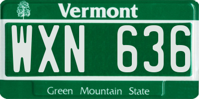 VT license plate WXN636