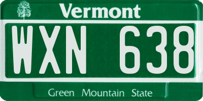 VT license plate WXN638