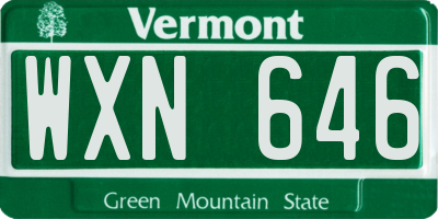 VT license plate WXN646