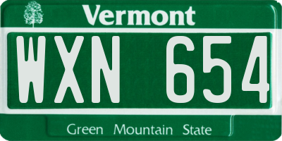 VT license plate WXN654