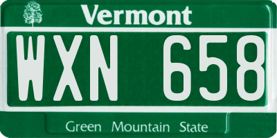 VT license plate WXN658