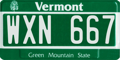 VT license plate WXN667