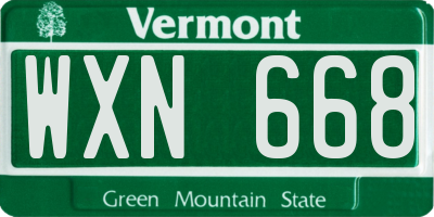 VT license plate WXN668