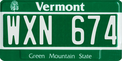 VT license plate WXN674