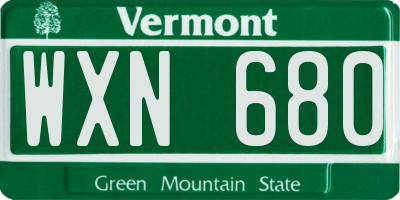 VT license plate WXN680