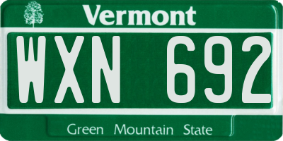 VT license plate WXN692