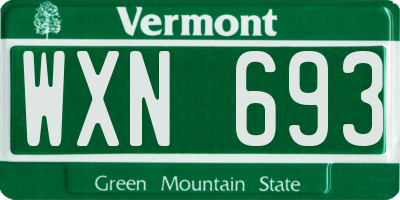 VT license plate WXN693