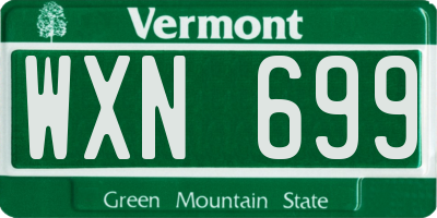 VT license plate WXN699