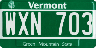 VT license plate WXN703