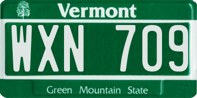 VT license plate WXN709