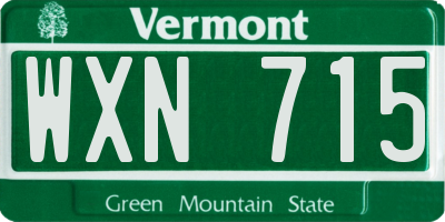 VT license plate WXN715