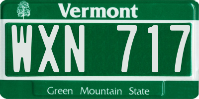 VT license plate WXN717