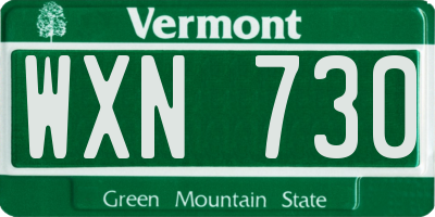 VT license plate WXN730