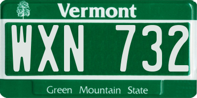 VT license plate WXN732