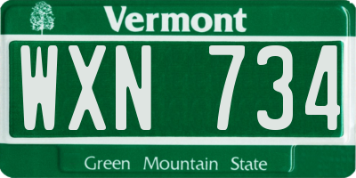 VT license plate WXN734