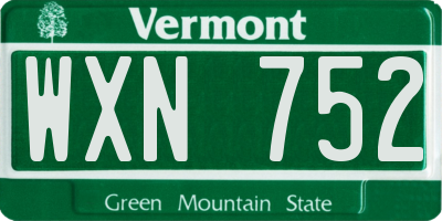 VT license plate WXN752