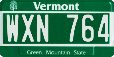 VT license plate WXN764